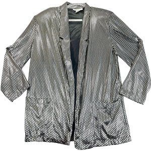 Vintage MJ CARROLL Women M Black Gold Lamé Disco 70s 80s Costume Show Blazer